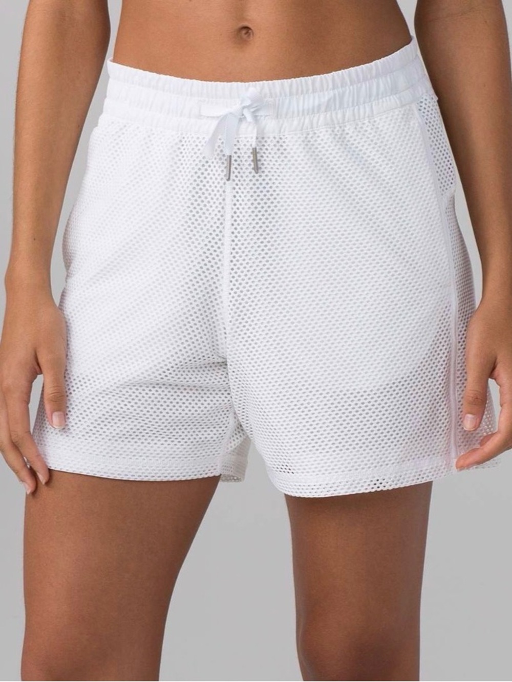 lululemon athletica White Mesh Drawcord Athletic Shorts